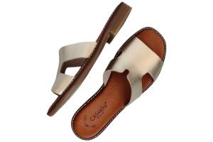 CASARINI 25300 goud slippers - www.claessensschoenen.nl